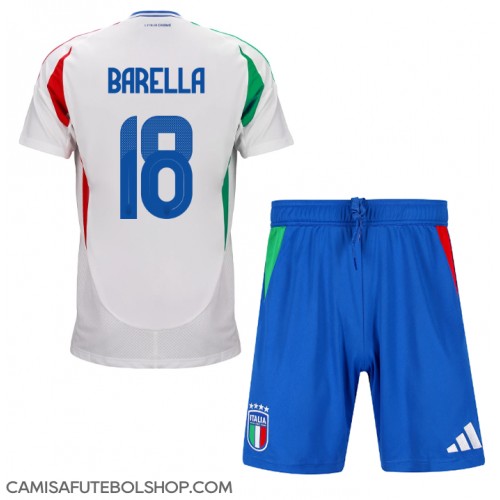 Camisa de time de futebol Itália Nicolo Barella #18 Replicas 2º Equipamento Infantil Europeu 2024 Manga Curta (+ Calças curtas)